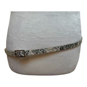 Womens Snakeskin Print Skinny Belt Silver Gold Accent Man Made M
